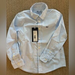 NWT Vineyard Vines Light Blue Striped Shirt Size 5